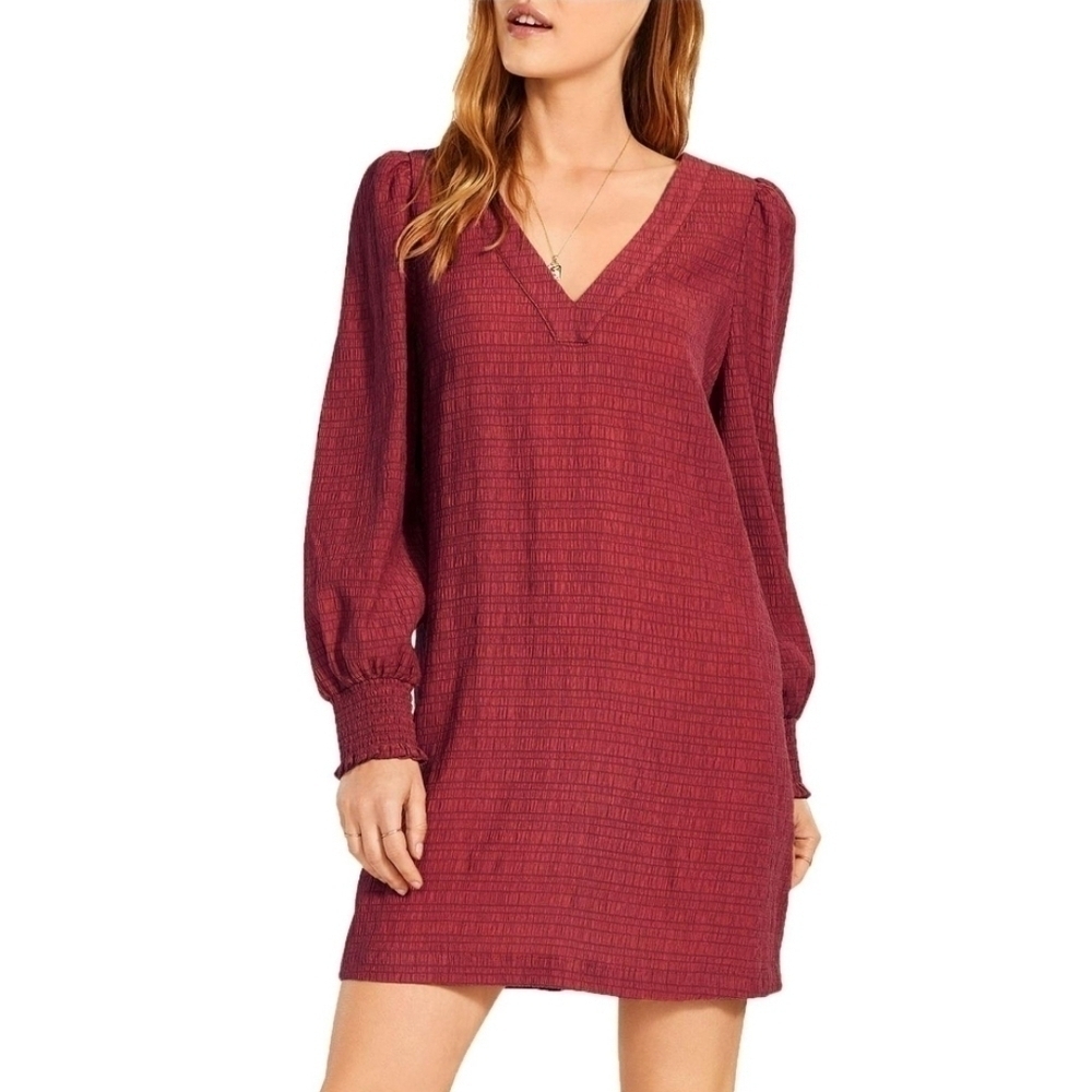 NWT BB DAKOTA BY STEVE MADDEN Burgundy Ruston Textured Shift Minidress S